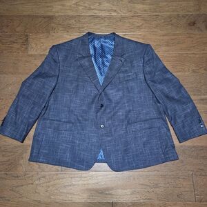 Oak Hill Blazer Mens 4XL 58R/60R Blue Houndstooth Sport Coat 2 Button Big Tall